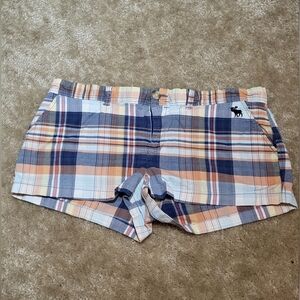 Abercrombie & Fitch Plaid Shorts - Blue, Orange, White